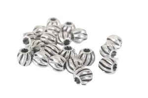 3 mm 4 mm .925 Sterling Silver Round Oxidized Bead / 10 Pieces