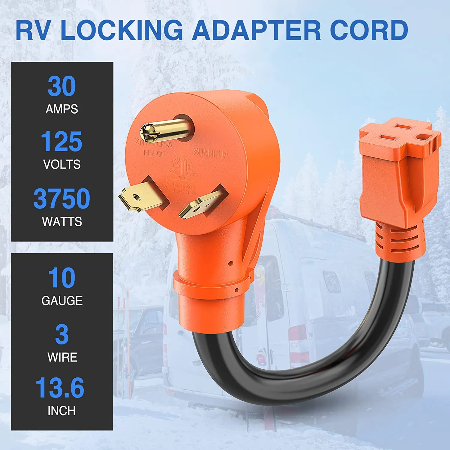 30AMP To 15AMP RV Power Adapter Cord