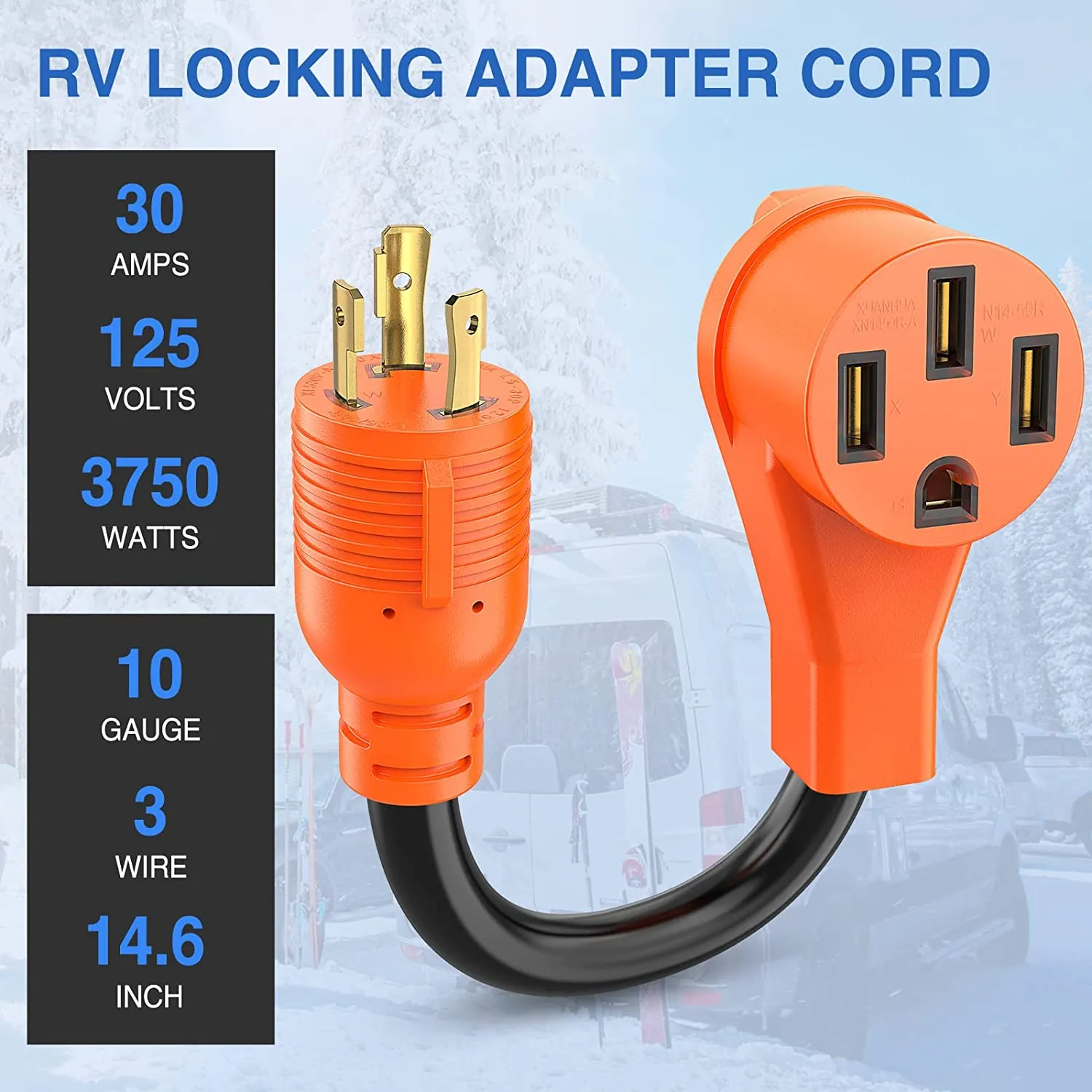 3Prong 30AMP to 50AMP RV Generator Adapter Cord