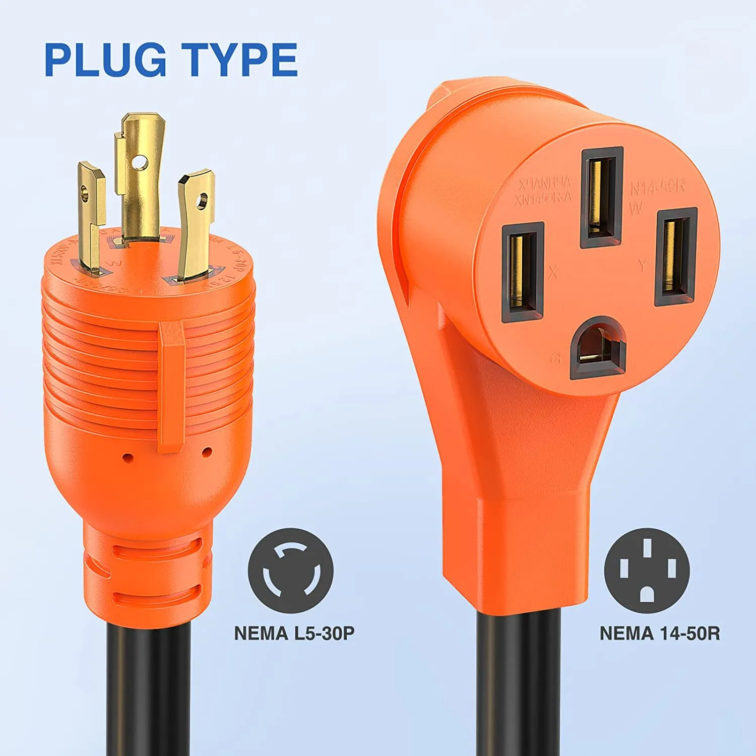 3Prong 30AMP to 50AMP RV Generator Adapter Cord