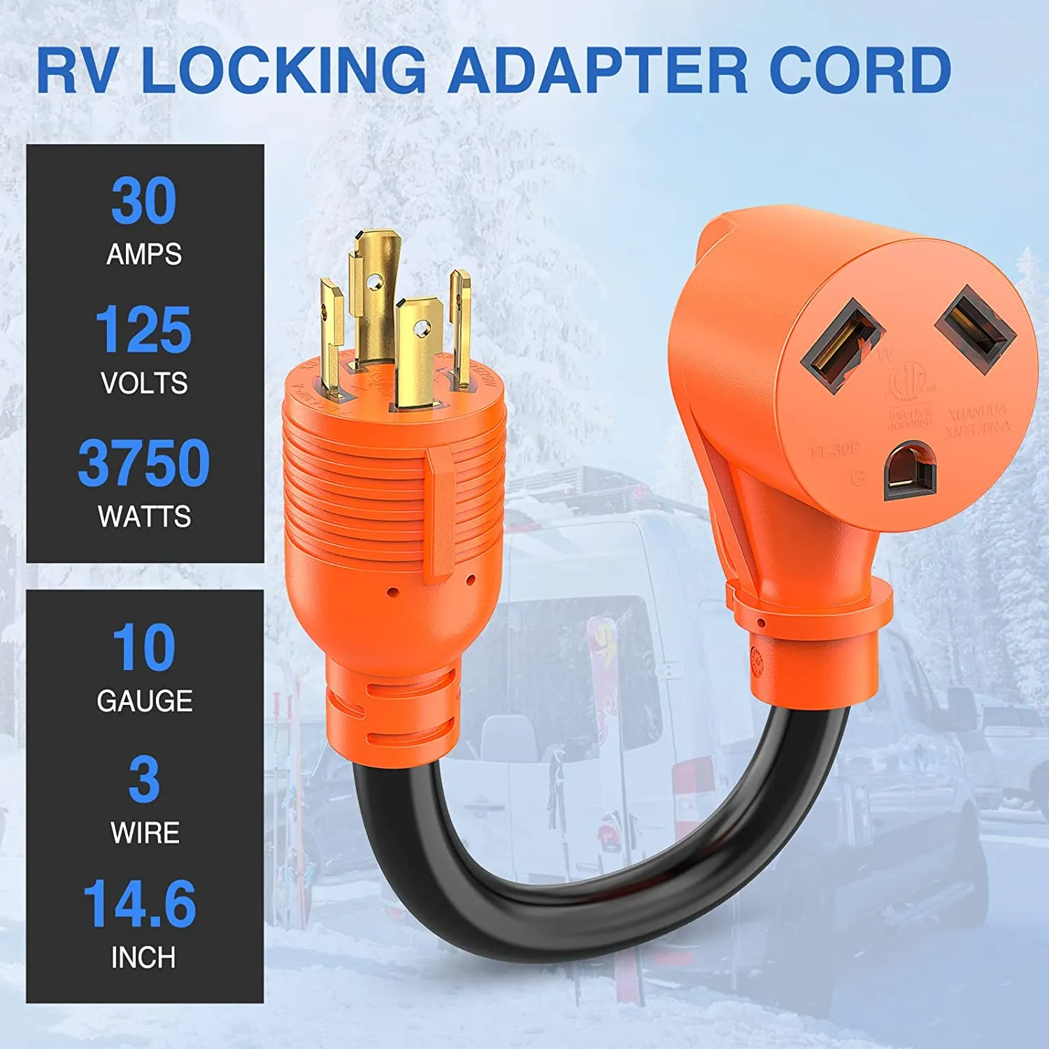 4 Prong 30AMP to 30AMP RV Generator Adapter cord