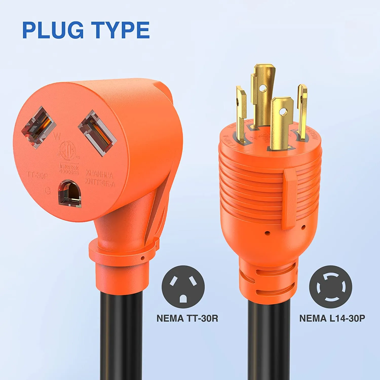 4 Prong 30AMP to 30AMP RV Generator Adapter cord