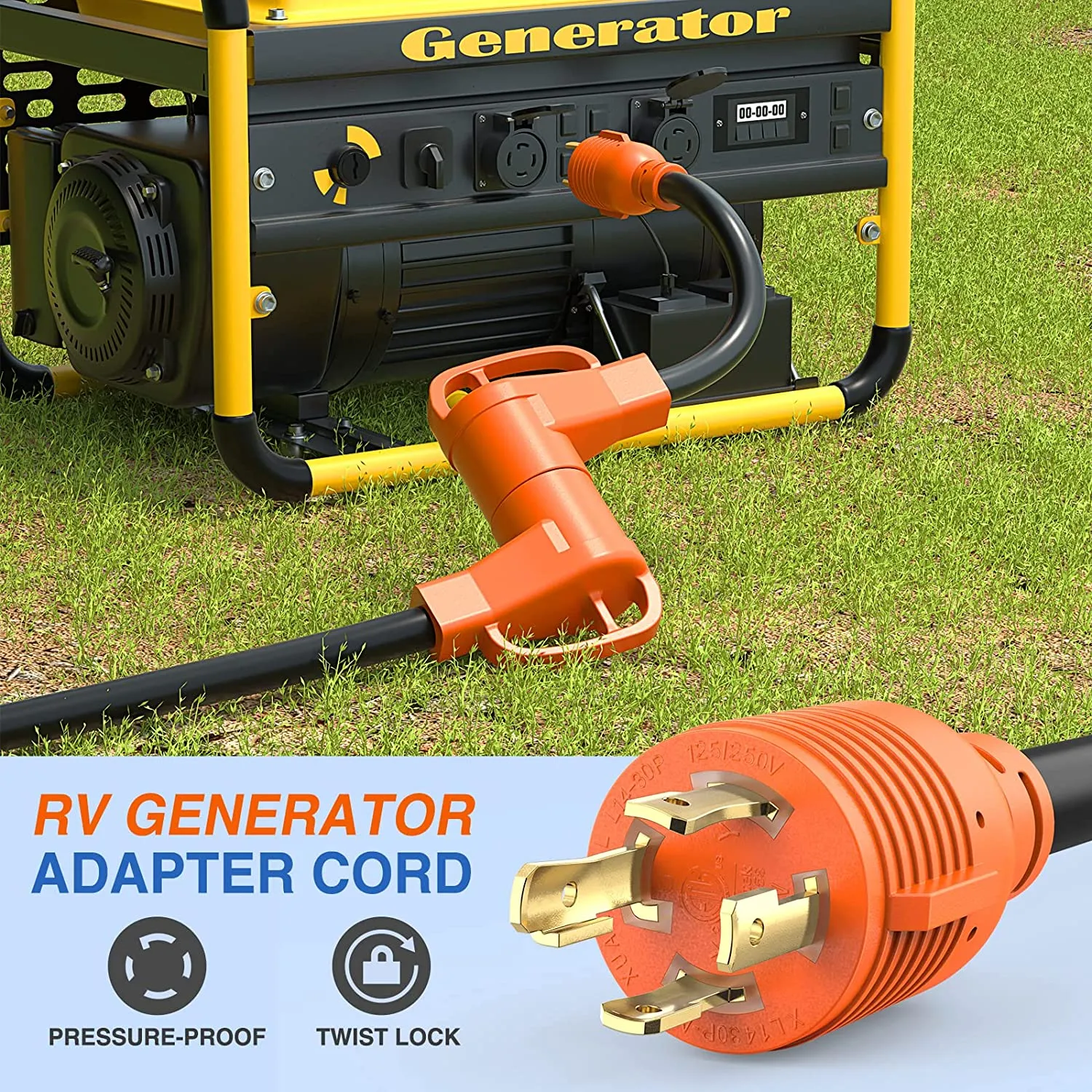 4Prong 30AMP to 50AMP RV Generator Adapter Cord