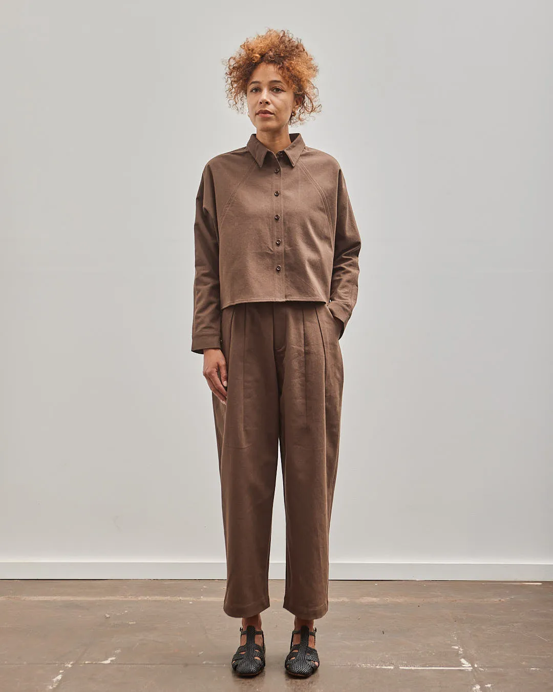 7115 3/4 Cropped Shirt, Brown