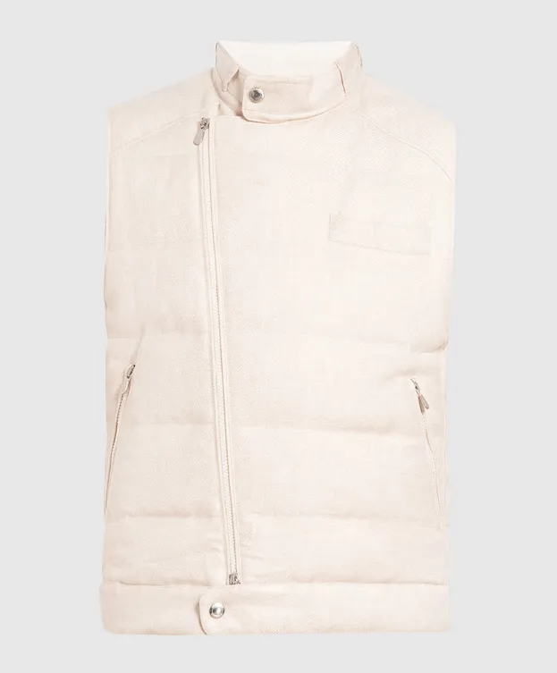 Brunello Cucinelli Men's Down Vest In Linen