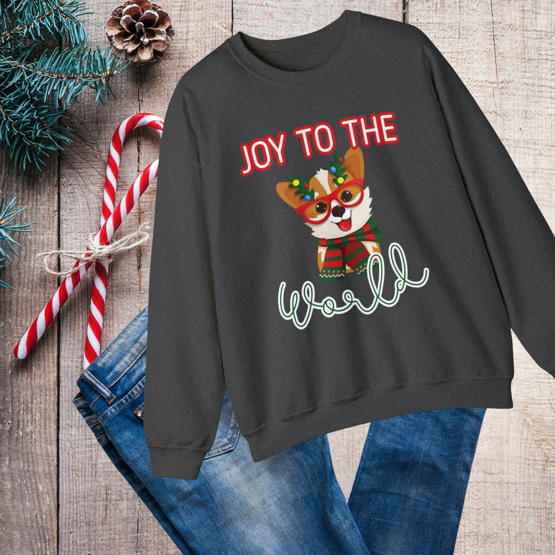 Joy to the World Festive Dog Women's Sweatshirt