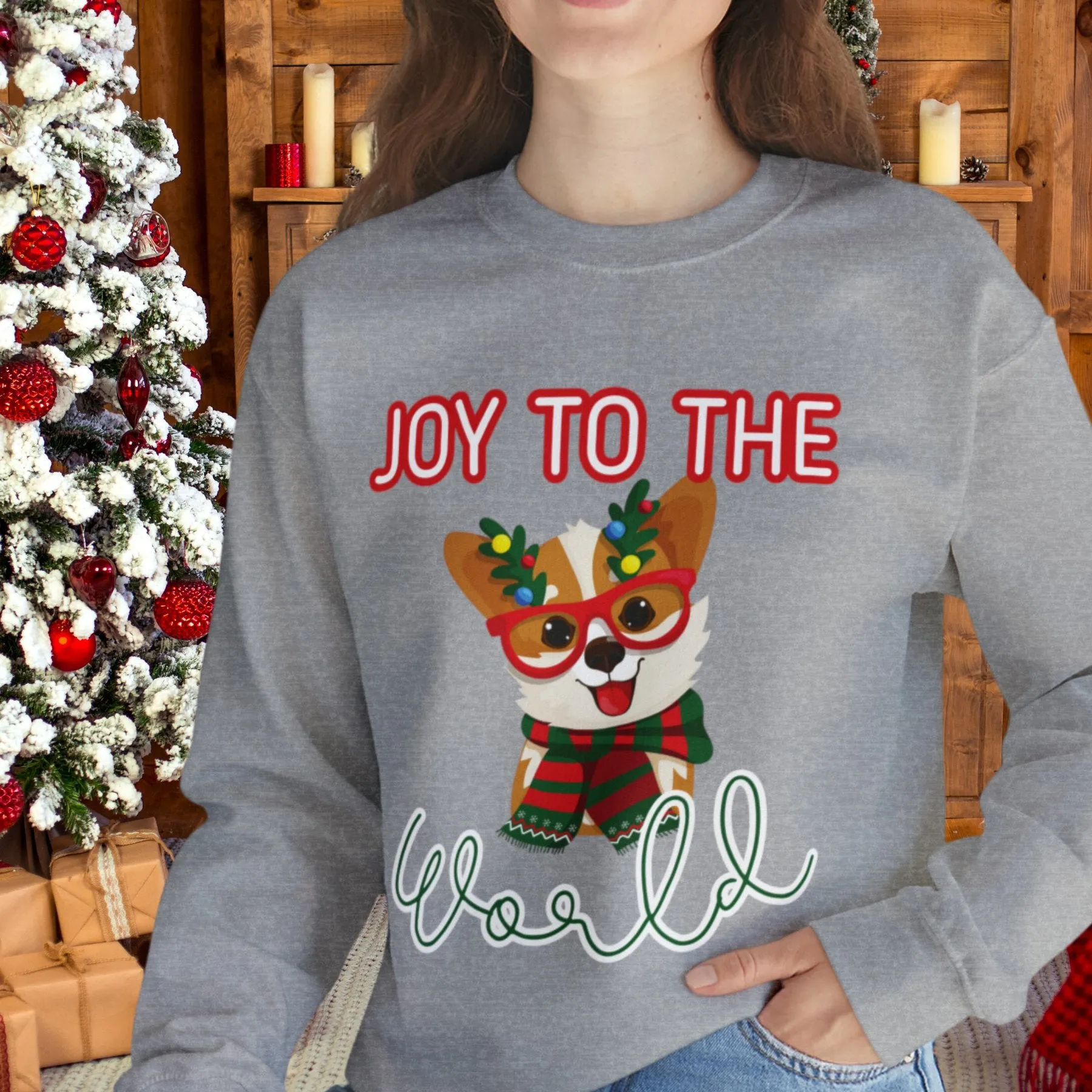 Joy to the World Festive Dog Women's Sweatshirt