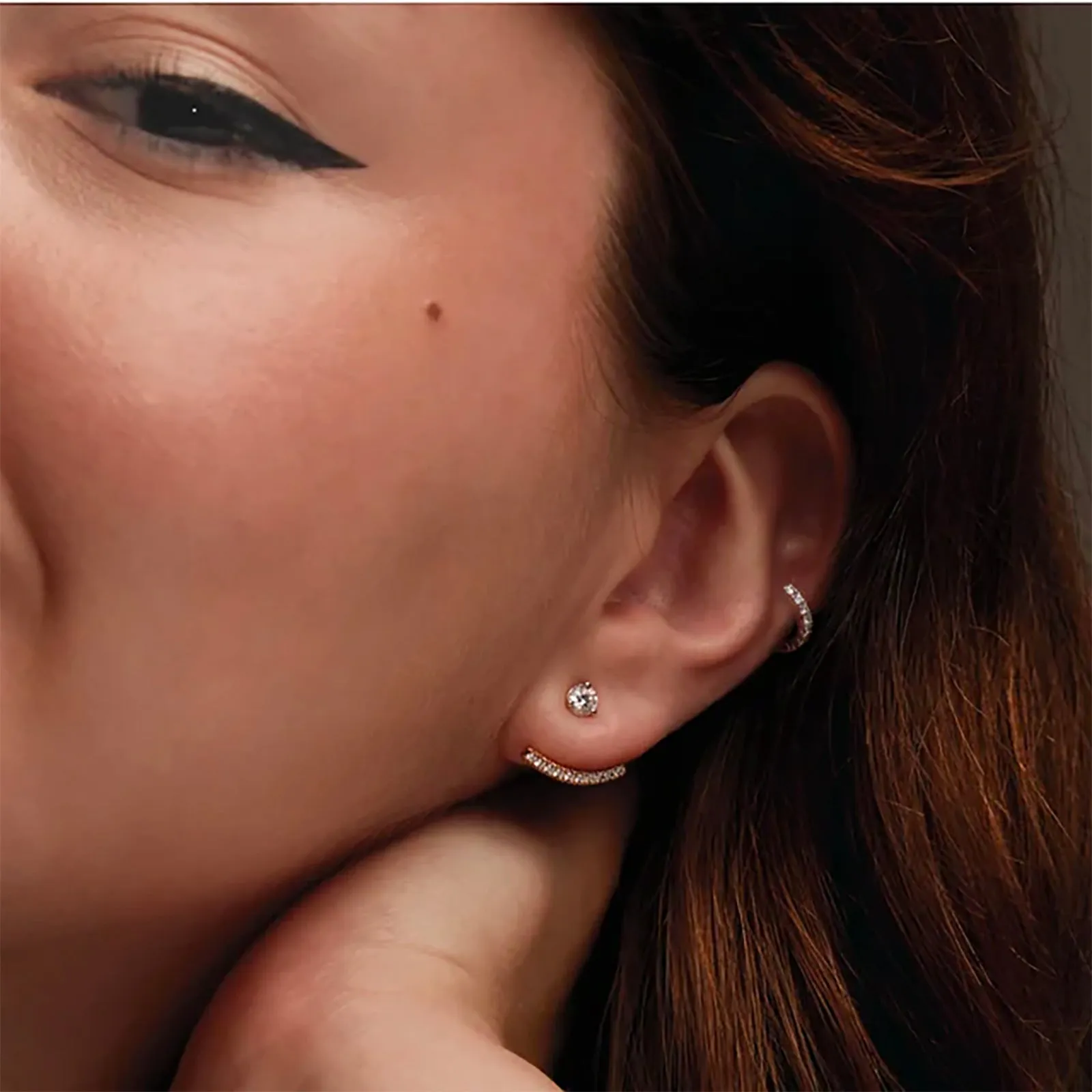 Lab Grown Diamond Curved Bar Earring Jackets