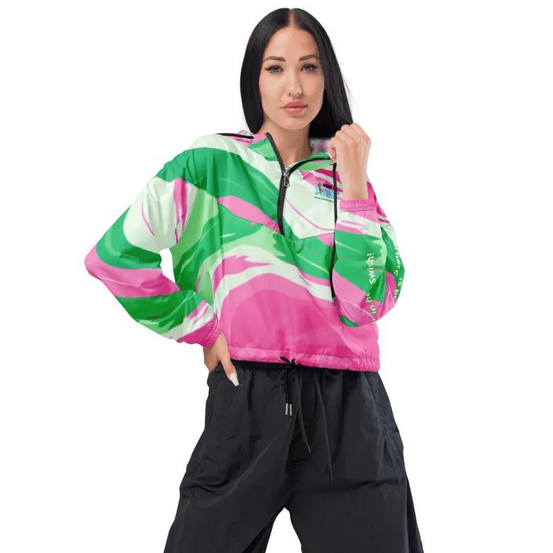 Pink and Green Swirl Warmup Jacket