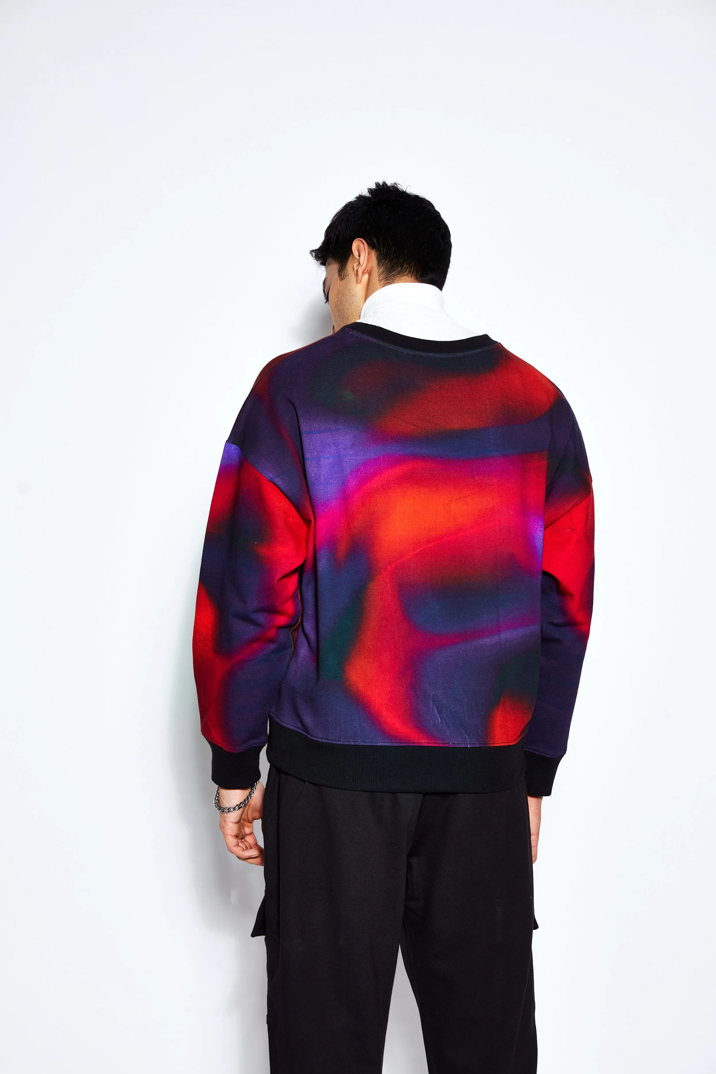 Red/Blue Digital Ombre Oversized Sweatshirt (Fleece inside)
