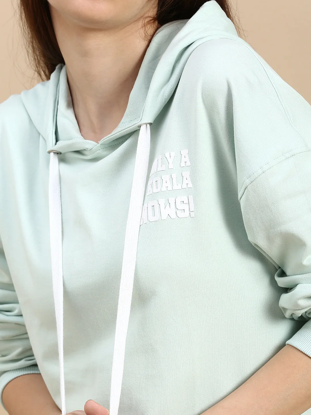 Unisex Relaxed Fit Mint Green Printed Hoodie
