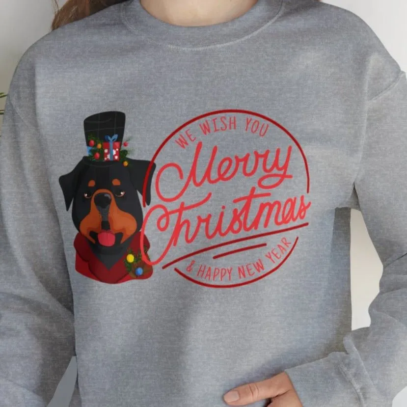 We Wish You a Merry Christmas and a Happy New Year Dog Women's Sweatshirt
