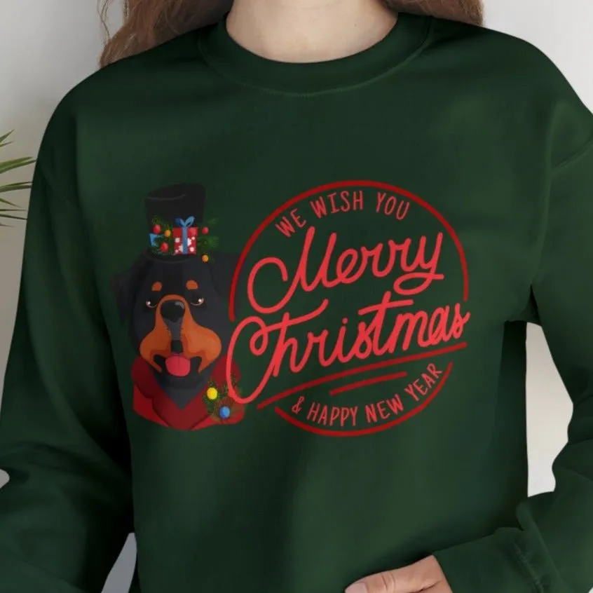 We Wish You a Merry Christmas and a Happy New Year Dog Women's Sweatshirt