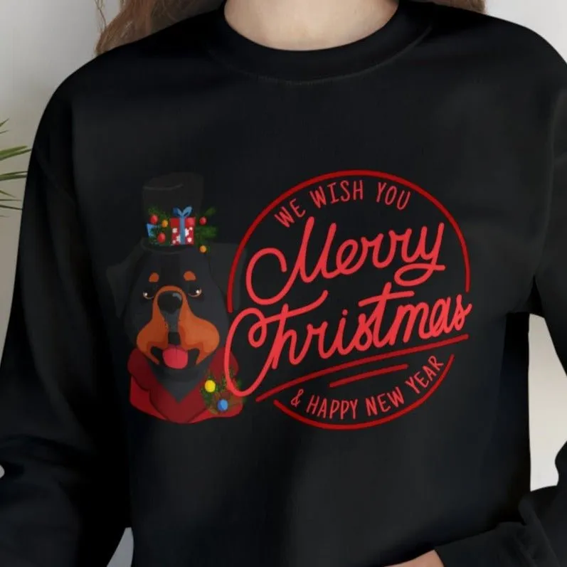 We Wish You a Merry Christmas and a Happy New Year Dog Women's Sweatshirt