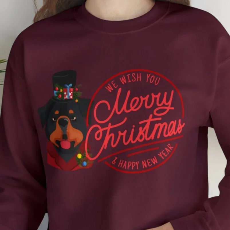 We Wish You a Merry Christmas and a Happy New Year Dog Women's Sweatshirt